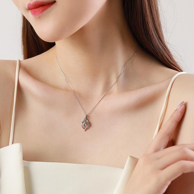 Tancise S925 Sterling Silber Klassische Romantische Anhänger Halskette Damen Ein Karat Temperament Vielseitige Halskette_voghion.com