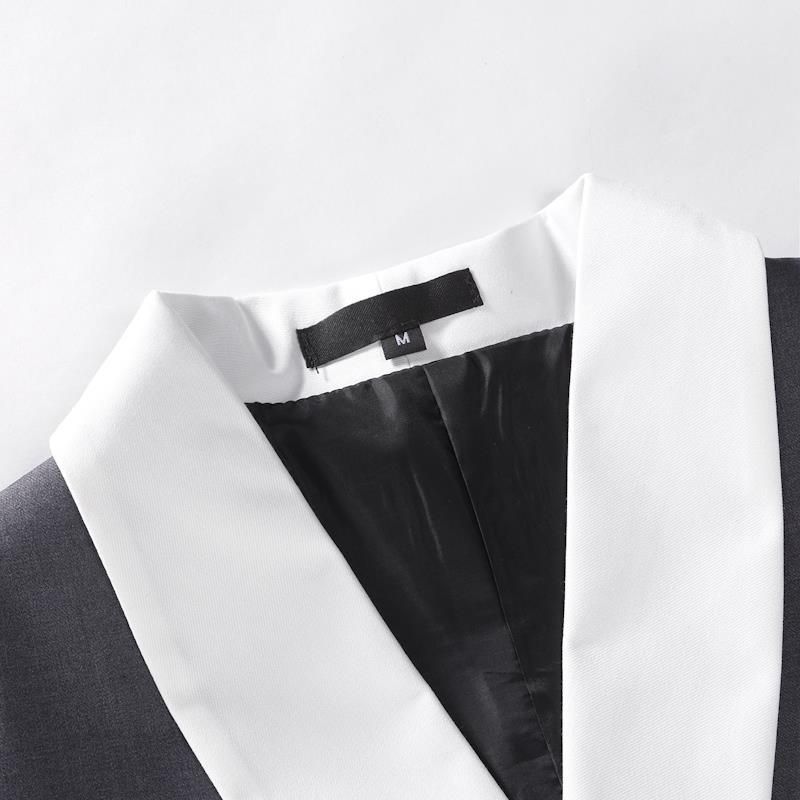 Zweireihige Freizeitweste für Herren mit kontrastierendem grünem Kragen_voghion.com