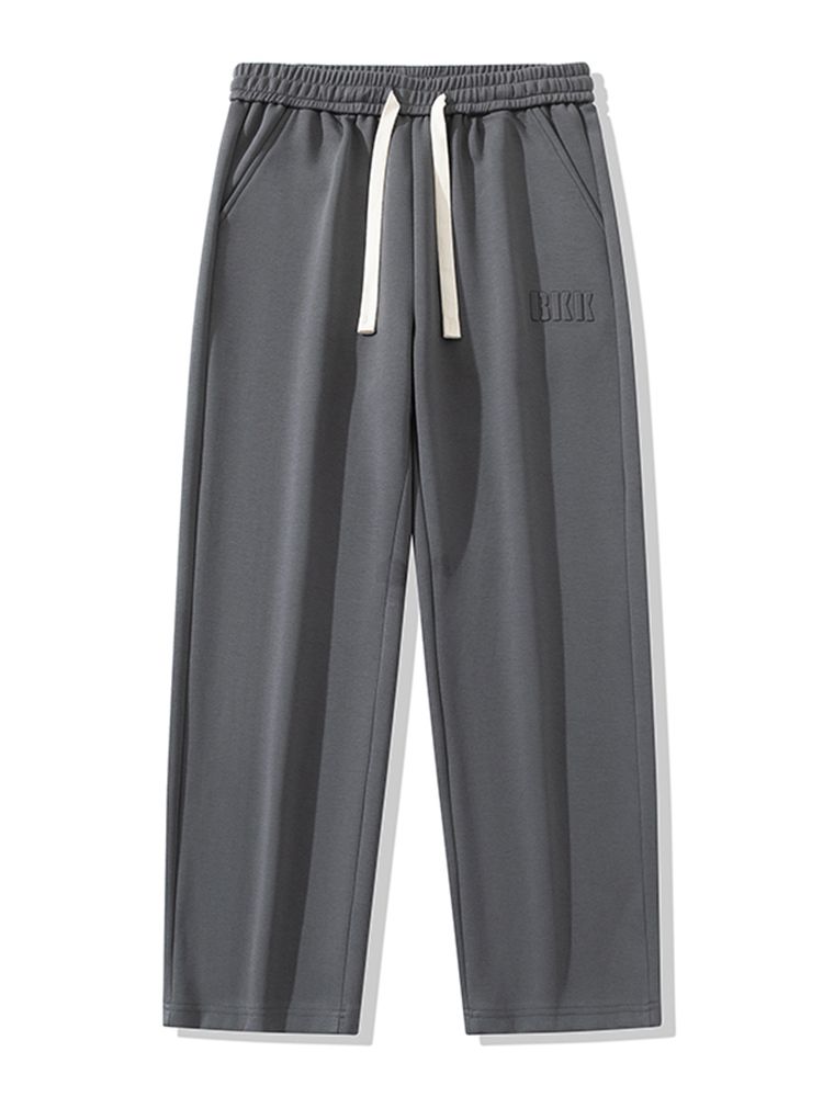 Gerade Jogginghose Für Herren, Weites Bein, Baumwolle, Trainingshose, Kordelzug, Buchstabe, Sport, Baggy-Hose, Lässige Lange Hose, Große Größe 8XL_voghion.com