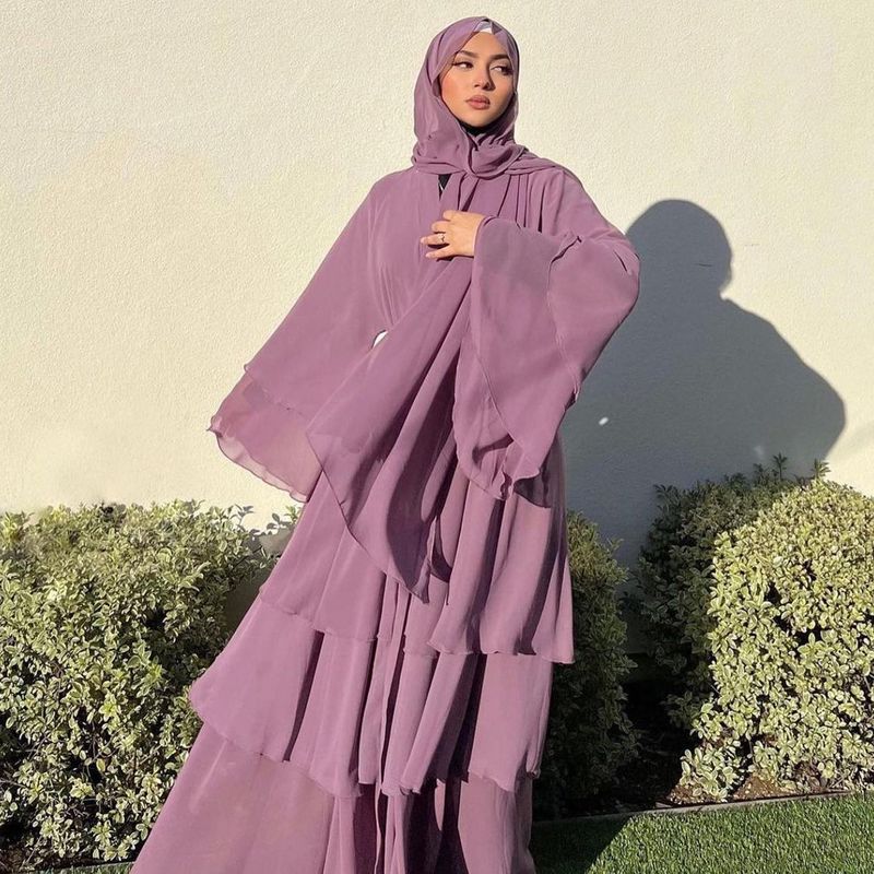 Damenbekleidung Mode Damenbekleidung Dubai Arabische Strickjacke Robe Kaftan Chiffon Fließendes Kleid Abaya_voghion.com