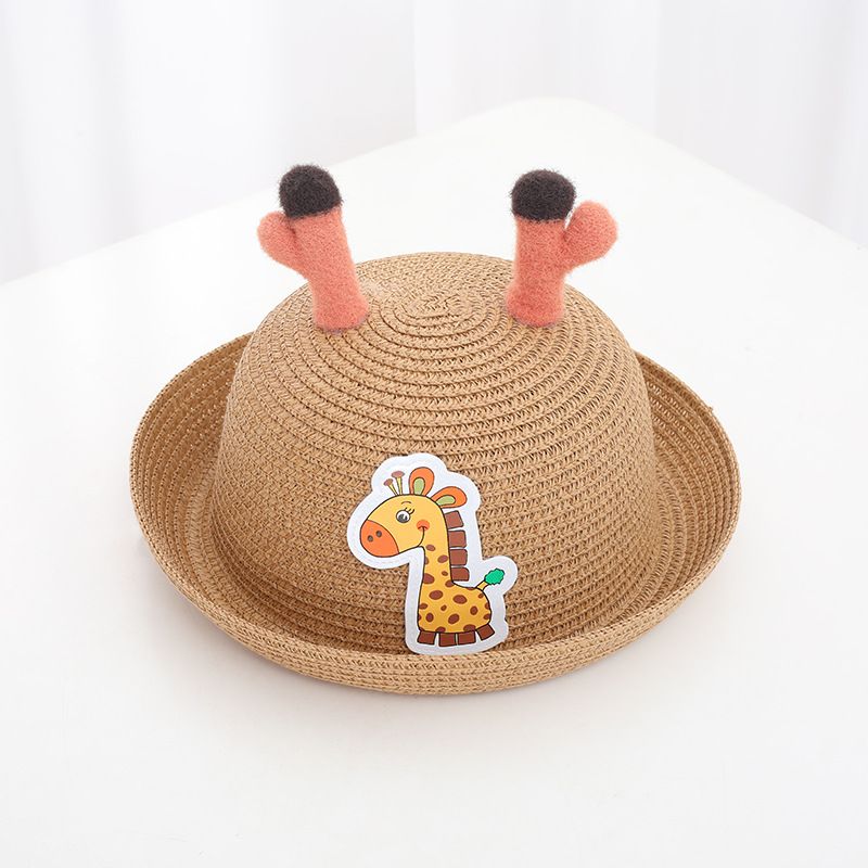 Ensemble de sacs en paille pour animaux de dessin animé, pare-soleil d'été, crème solaire et chapeau de pêcheur mignon pour enfants_voghion.com