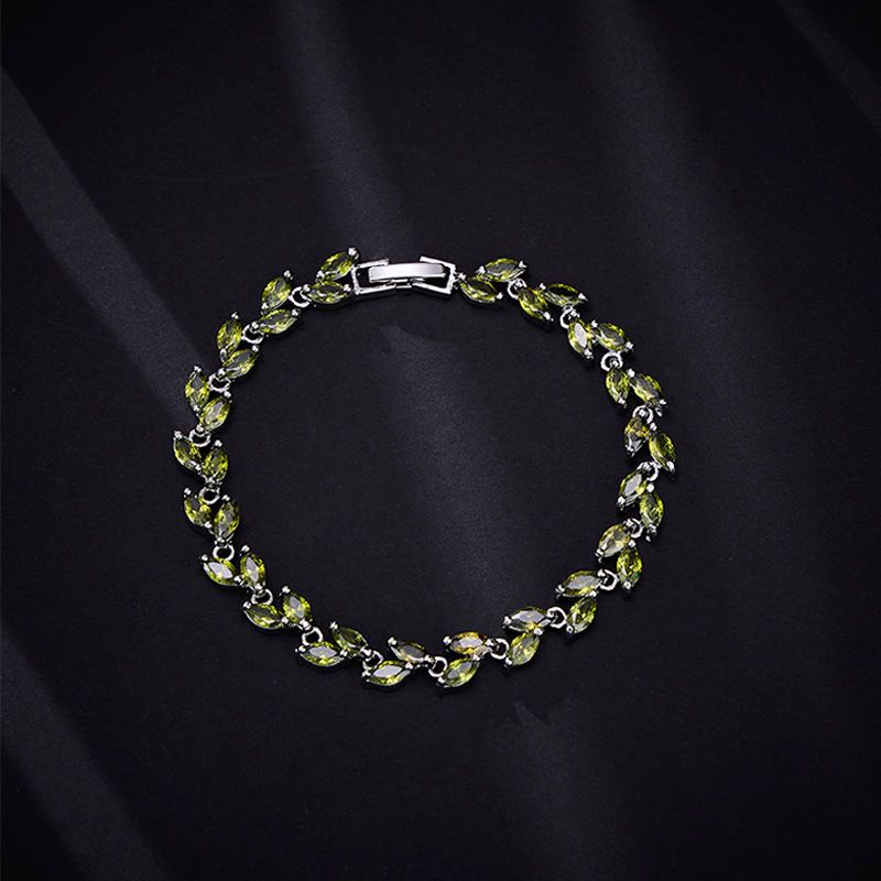 Nouveau bracelet géométrique ovale coloré en cristal de zircon, léger et exquis, pour une personnalité polyvalente_voghion.com