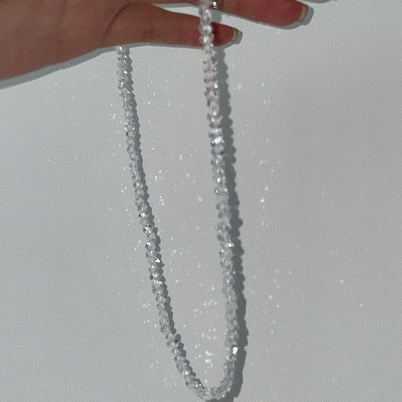 Catena per clavicola in cristallo di vetro multisfaccettato coreano di lusso in stile fatato con luce di nicchia super_voghion.com