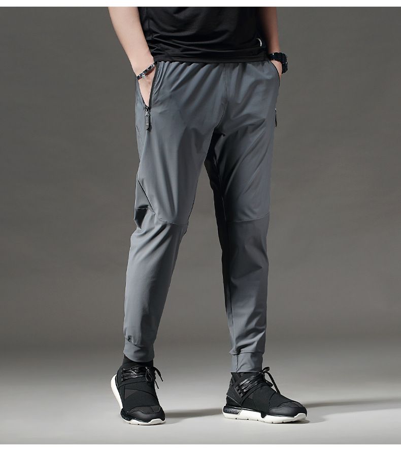 Hitro sušeče, ležerne, dihajoče, raztegljive tekaške hlače z majhnimi nogavicami, moške športne in fitnes hlače s klimatsko napravo_voghion.com
