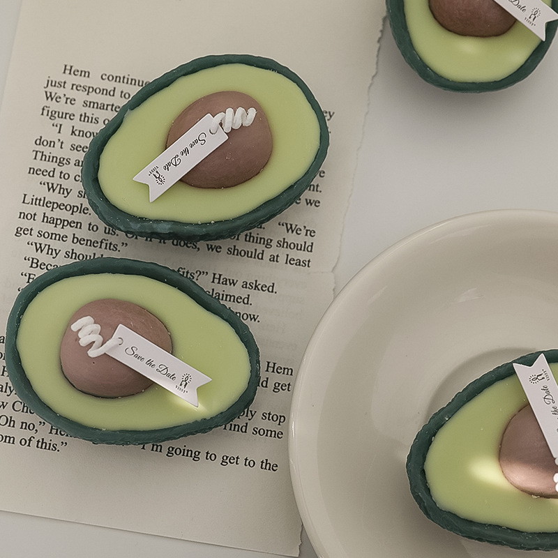Avocado Aromatherapy Candle DIY Handmade Cute Handheld Gift Instagram Style Photography Prop Fragrance Fruit Candle_voghion.com
