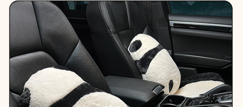 Car cushion cute panda car four seasons general seat cushion creative winter warm car seat cover_voghion.com