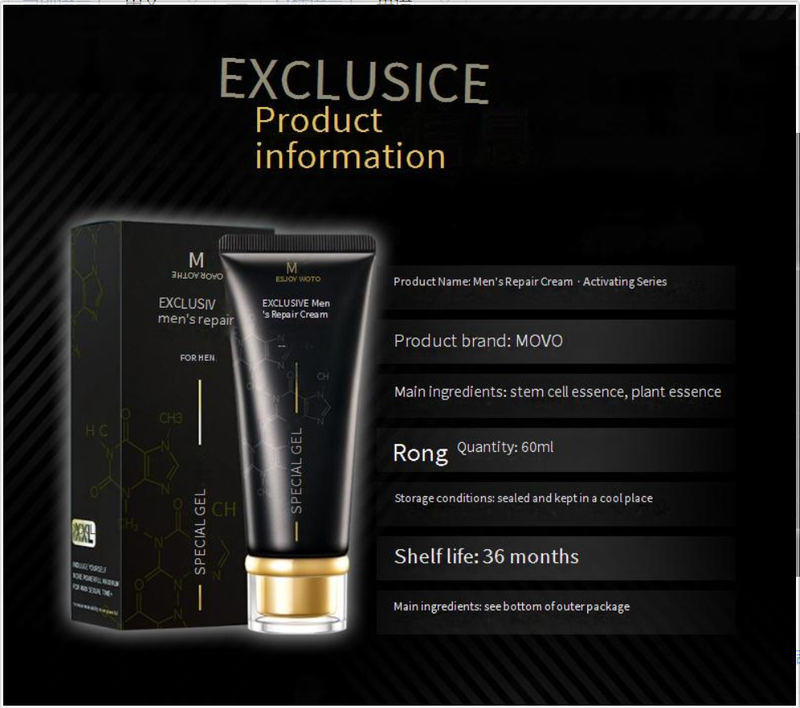 Sekso prekės MOVO atgaivinantis vyriškas taisomasis kremas 60 ml masažo gelis išoriniam naudojimui delsinamasis masažo kremas suaugusiems sekso žaislai_voghion.com