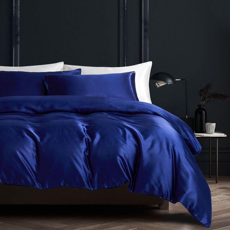Set di biancheria da letto in seta, copripiumino di lusso in morbido raso con 2 federe in raso, leggero per tutte le stagioni._voghion.com