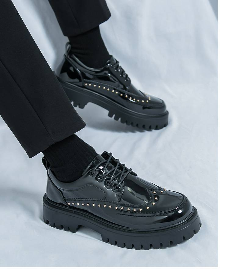 Men's Leather Dress Shoes With Brogues, Thick Soles, Suitable For Business And Casual Wear, Trendy And Versatile, Comfortable And Stylish_voghion.com