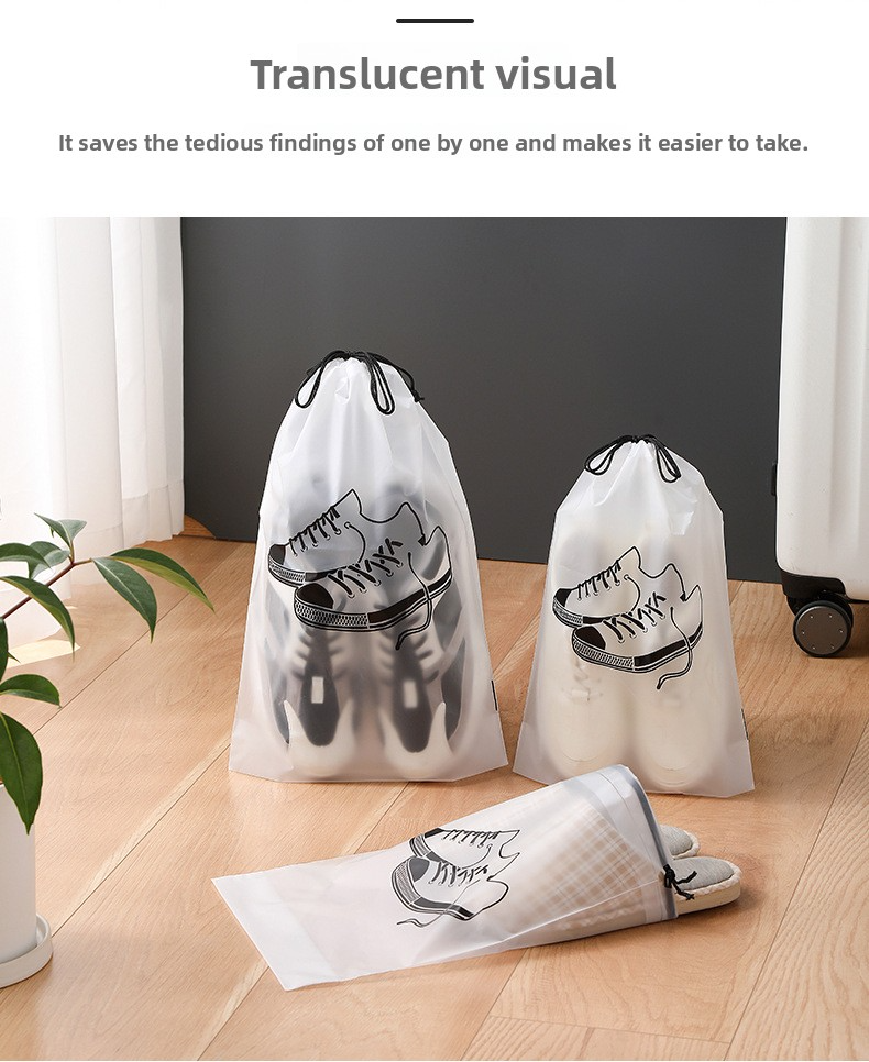 PE Waterproof Shoe Storage Bag - Large Capacity Drawstring & Portable Travel Shoe Organizer With Clear Window (Dustproof & Foldable)_voghion.com