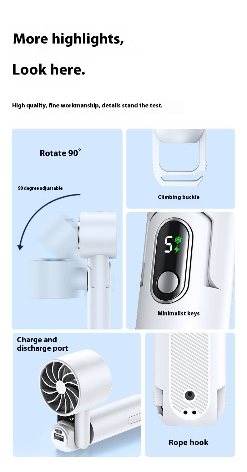 USB Rechargeable Handheld & Desktop Fan - Semiconductor Cooling, Foldable & No-Blade Design (2024 Upgraded)_voghion.com