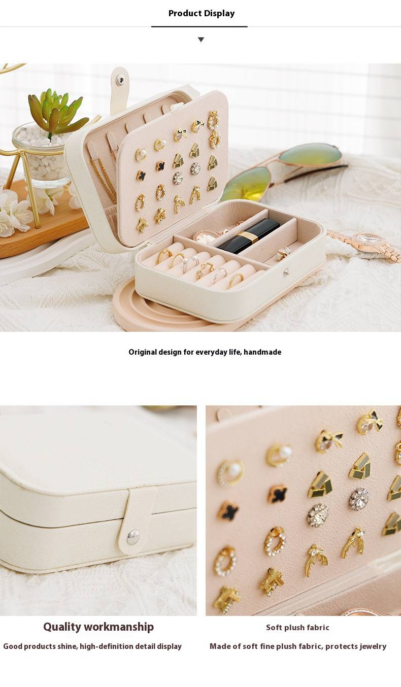 Elegant Portable Jewelry Organizer Box - Leather Travel Jewelry Case For Earrings, Bracelets & Necklaces (16x11.5x5cm)_voghion.com