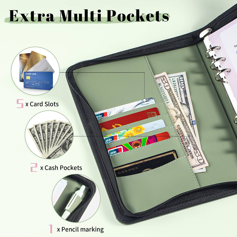 Refillable Notebooks Dedicated Zipper Loose Leaf 100 Day Savings Challenge Notebook Cash Budget Loose Leaf Saving Plan Book_voghion.com