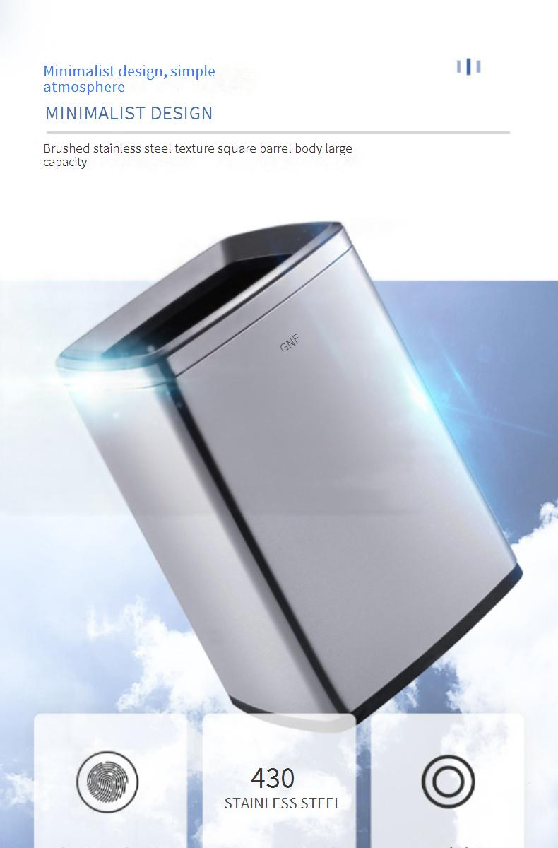 Pattumiera in acciaio inossidabile - Contenitore per rifiuti quadrato aperto da 50 litri per uso in cucina, ristorante e ufficio (acciaio/oro nero/oro champagne)_voghion.com