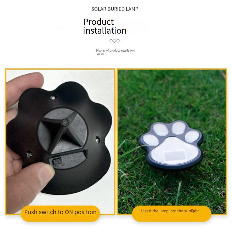 Solar-LED-Gartenleuchten mit Hundepfoten, wasserdichte Rasenleuchten mit Fußabdruck für den Außenbereich für Wege, Höfe und Terrassen (weißes/warmes Licht)_voghion.com