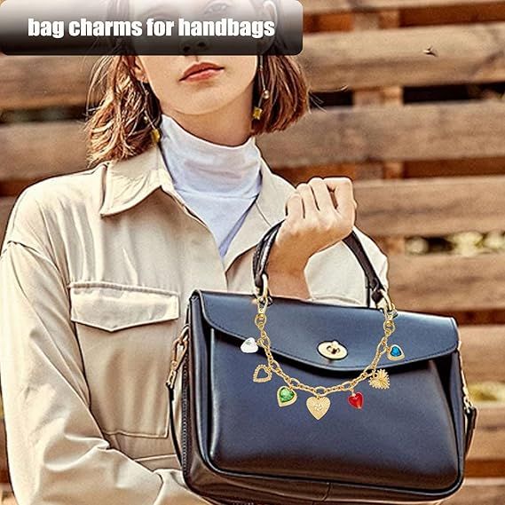 Portachiavi da donna con strass rossi, borsa dorata alla moda, ciondolo a forma di cuore, ciondolo chiave, ciondolo portafoglio alla moda, accessorio per auto_voghion.com