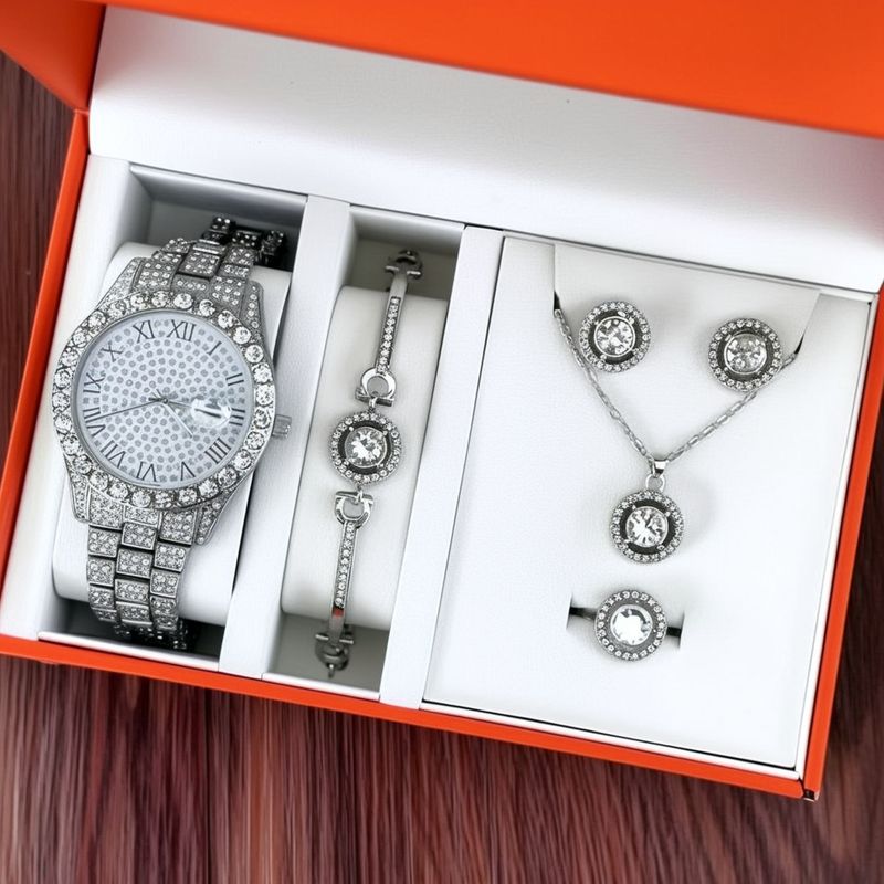 Elegante orologio da donna in acciaio inossidabile con strass, numeri romani e calendario: orologio al quarzo alla moda da indossare tutti i giorni_voghion.com