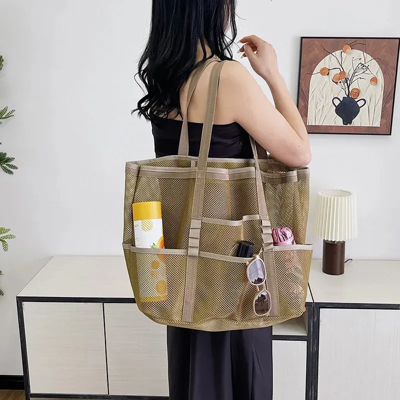 Borsa da spiaggia pieghevole e leggera, grande capacità, borsa a mano, tracolla, casual da donna 250321l_voghion.com