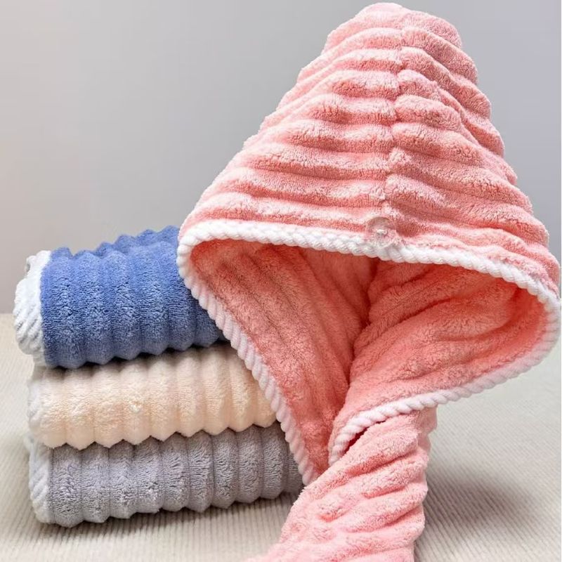 Serviette de bain en polaire douce et agréable pour la peau, bonnet pour cheveux secs, serviette de bain épaisse_voghion.com