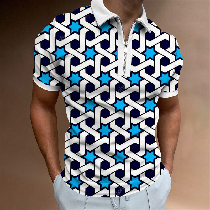 Men's Striped Golf Shirts Casual Novelty 3d Printed T Shirts Plaid Texture Graphic T Shirts Fashion Short Sleeve T Shirts_voghion.com