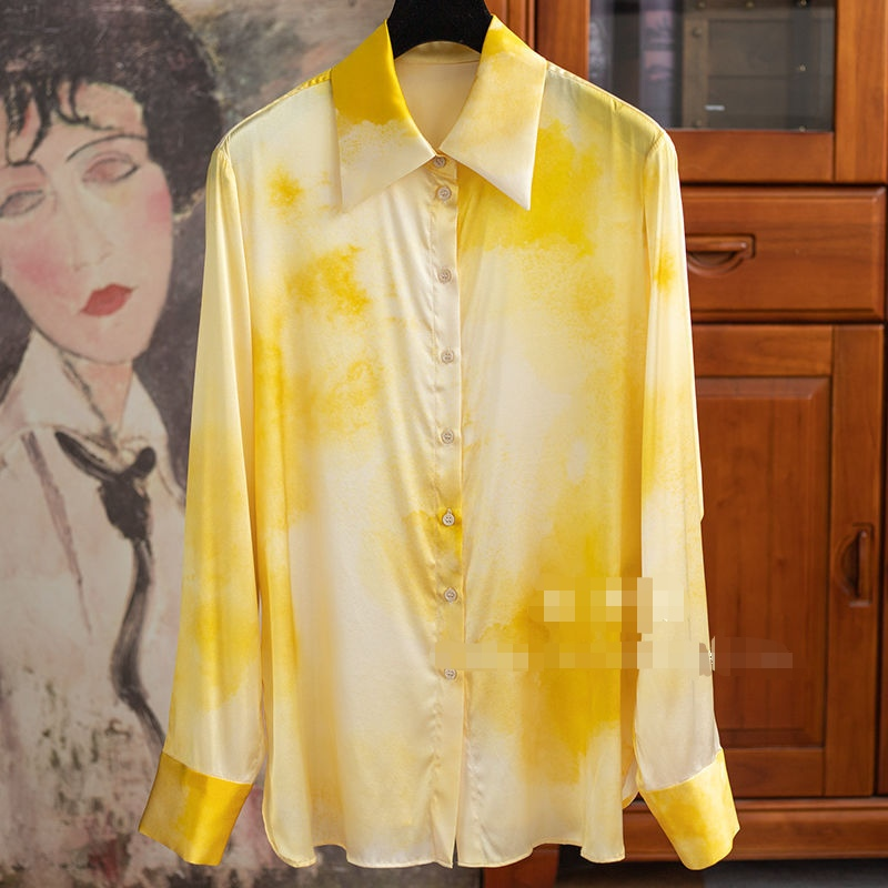 Camicia da donna stampata in finta seta da donna_voghion.com