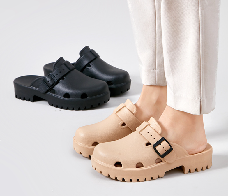 Cross border same style Baotou thick soled half slippers 2024 summer new fashion casual home outdoor versatile beach slippers_voghion.com