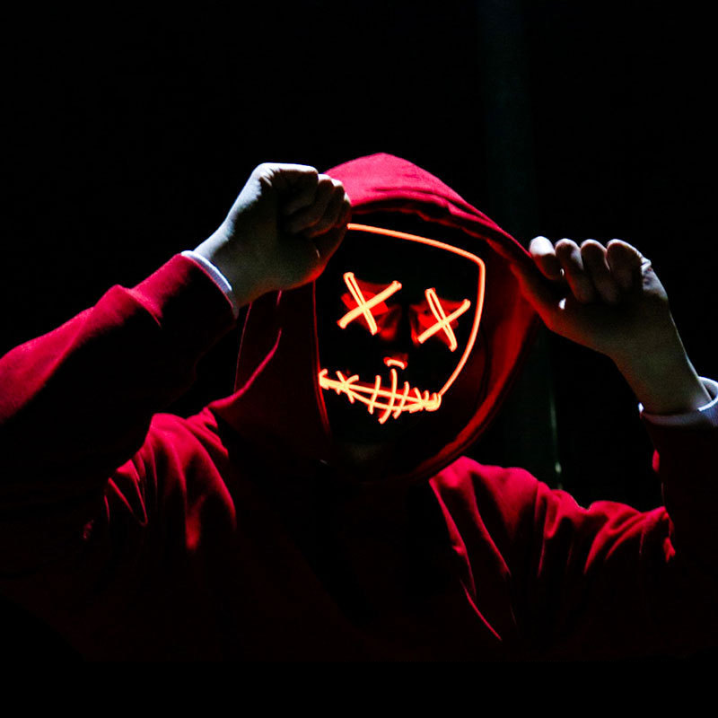 Halloween hideg fény LED Halloween maszk maskara party horror szellem maszk_voghion.com