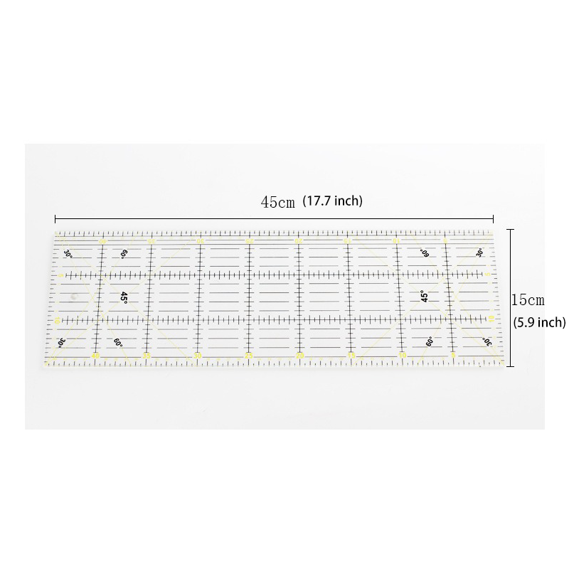 Stofskærelineal 45cm*15cm tyk 3mm Tofarvet stor rektangulær sylineal_voghion.com