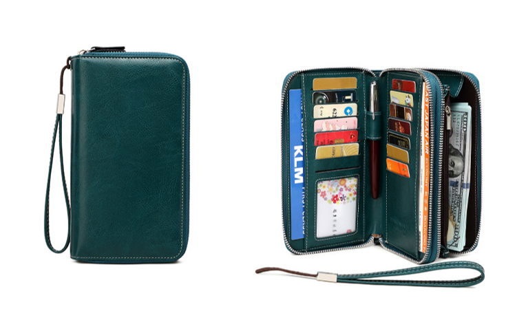 Női pénztárca és férfi pénztárca RFID lopásgátló kefés női pénztárca dupla cipzáras hosszú pénztárca retró nagy kapacitású clutch táska_voghion.com