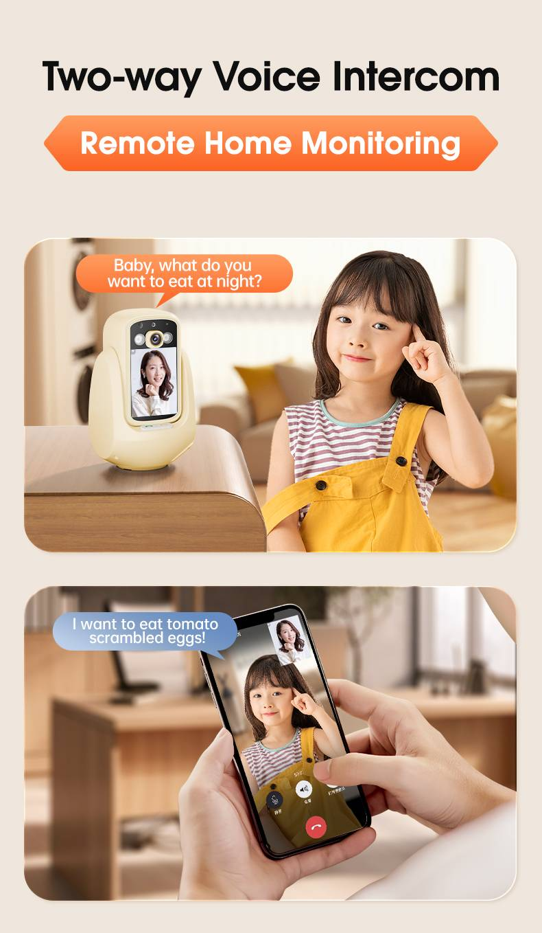 Two-way Visual Video Camera With Voice Call, One-touch Call, Home Night Vision WiFi Surveillance Camera_voghion.com