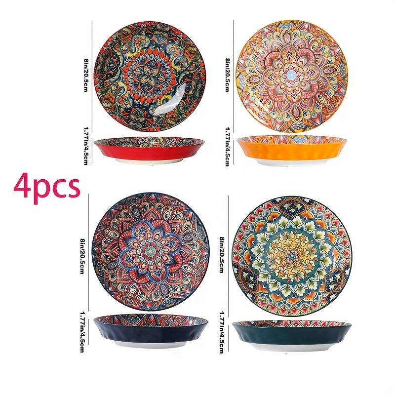Bohemian Ceramic Dinnerware Set - Handcrafted Pasta & Steak Plates For Home & Restaurant Use_voghion.com