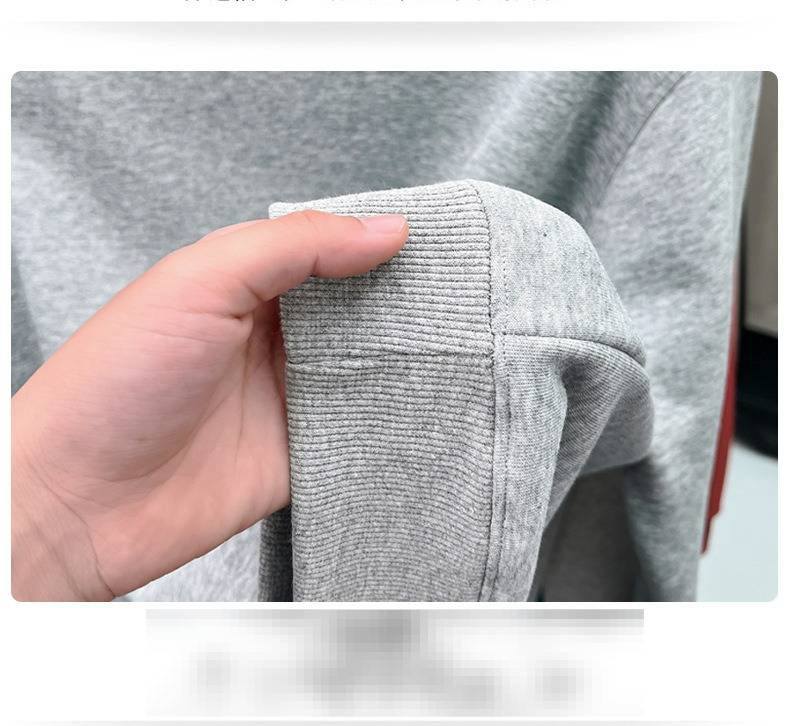 Jesienno-zimowa męska bluza z kapturem w dużym rozmiarze, plus aksamitna, 420 g, okrągły dekolt, modna, haftowana, ciepła, męska koszula z haftowanym misiem_voghion.com