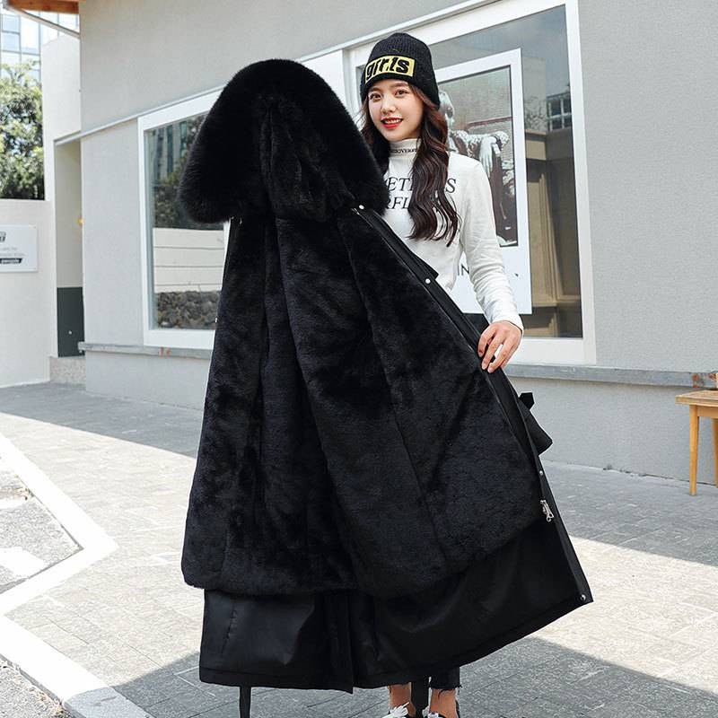 Parka lungo in cotone bifacciale da donna, un cappotto per tre, fodera interna che stringe la vita e snellisce, giacca in cotone staccabile, cappotto esterno_voghion.com
