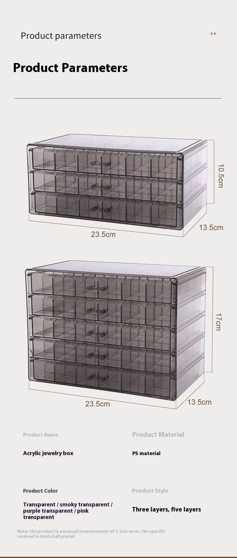 3-Tier Luxury Jewelry Organizer With 72 Compartments - Clear/Translucent PS Storage Box (Dustproof, Moisture-Resistant, Stackable)_voghion.com
