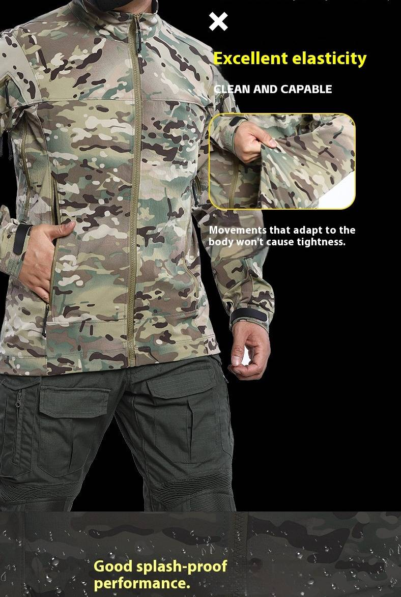 Tactische jas voor buitenliefhebbers. Lichtgewicht en militair windjack met 4-way stretch camouflageontwerp - ideaal voor avontuurlijke sporten._voghion.com