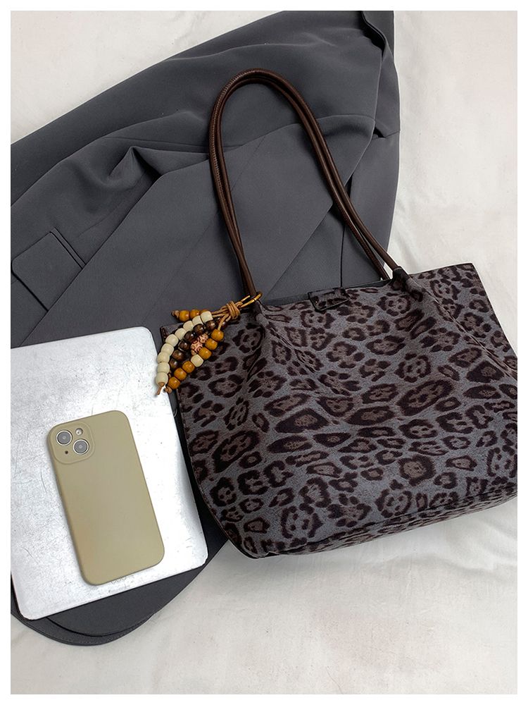 Borsa con stampa leopardata, borsa da donna con tasca interna, borsa con stampa leopardata, adatta per lo shopping, la spiaggia, il lavoro, i viaggi e l'uso quotidiano_voghion.com