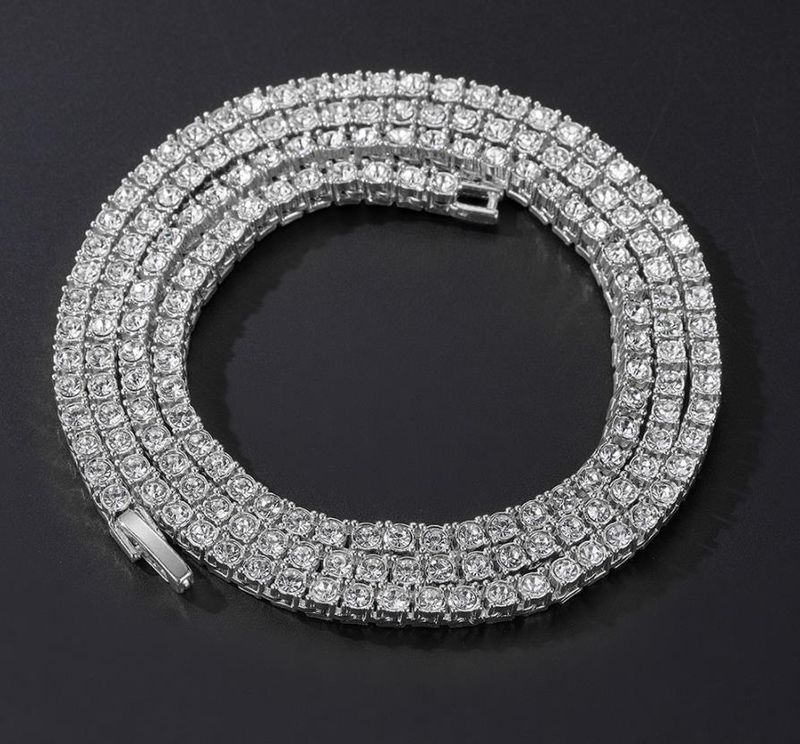 Men Fashion Hip Hop Punk Cuban 1-Row Bling Crystal Diamond 3MM/4MM/5MM Cuban Link Chain Tennis Long Chain Necklaces Jewelry Safety Watch-Clasp_voghion.com