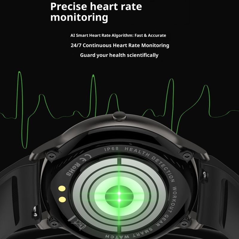 Smartwatch con cardiofrequenzimetro, monitoraggio dell'ossigeno nel sangue e della pressione sanguigna, connettività Bluetooth, touch screen, modalità multi-sport_voghion.com