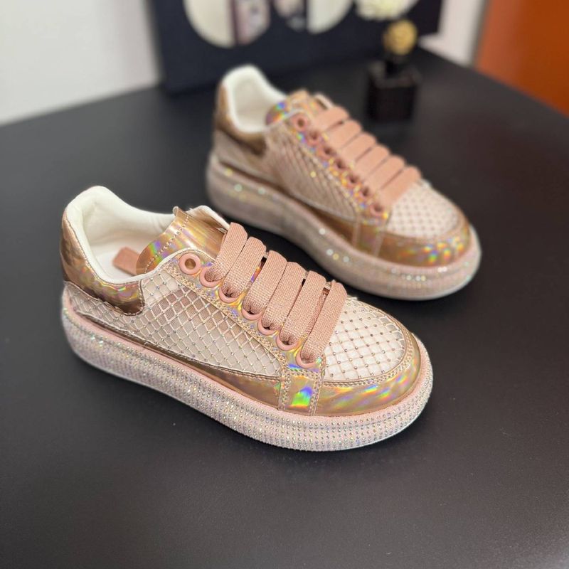 Sneakers con strass - Tomaia in mesh traspirante e glitter, comode scarpe basse con punta tonda per abbigliamento casual, scarpe da passeggio leggere estive_voghion.com