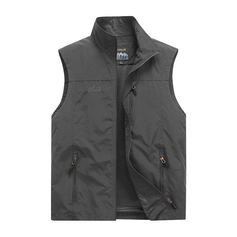 Gilet léger d'extérieur pour homme – Respirant et idéal pour le printemps et l'automne, parfait pour la pêche, la photographie et les tenues décontractées (vert armée, kaki, bleu marine)_voghion.com