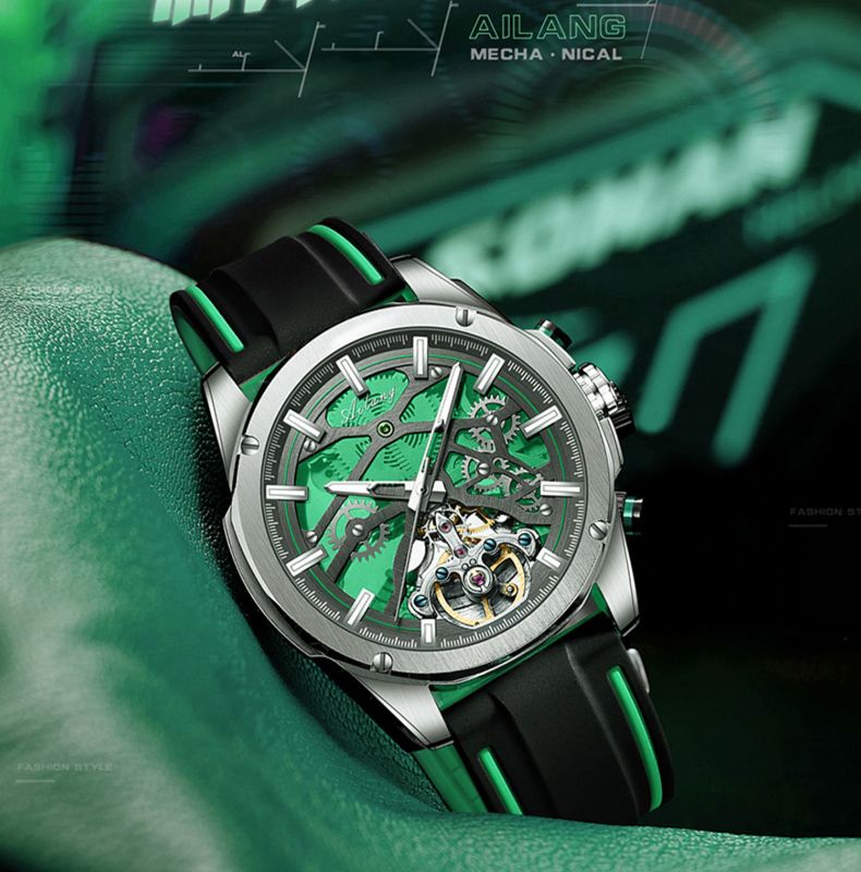 AILANG Luxury Tourbillon Watch Men Skeleton Dial Automatic Mechanical Watches Leather Strap Sport Clock Reloj Hombre 2025_voghion.com