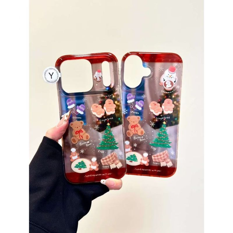 50704555550<=3 Custodia per telefono a doppio strato IMD con elementi natalizi invernali e omino di pan di zenzero compatibile con 17 16 15 14 13 per_voghion.com
