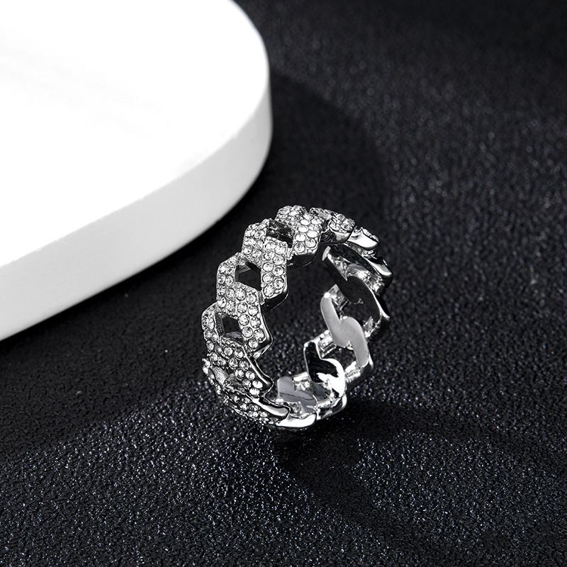 Jauns personalizēts sakausējuma gredzens unisex dimanta rotaslietas luksusa stilā, modes nišas rotaslietas_voghion.com