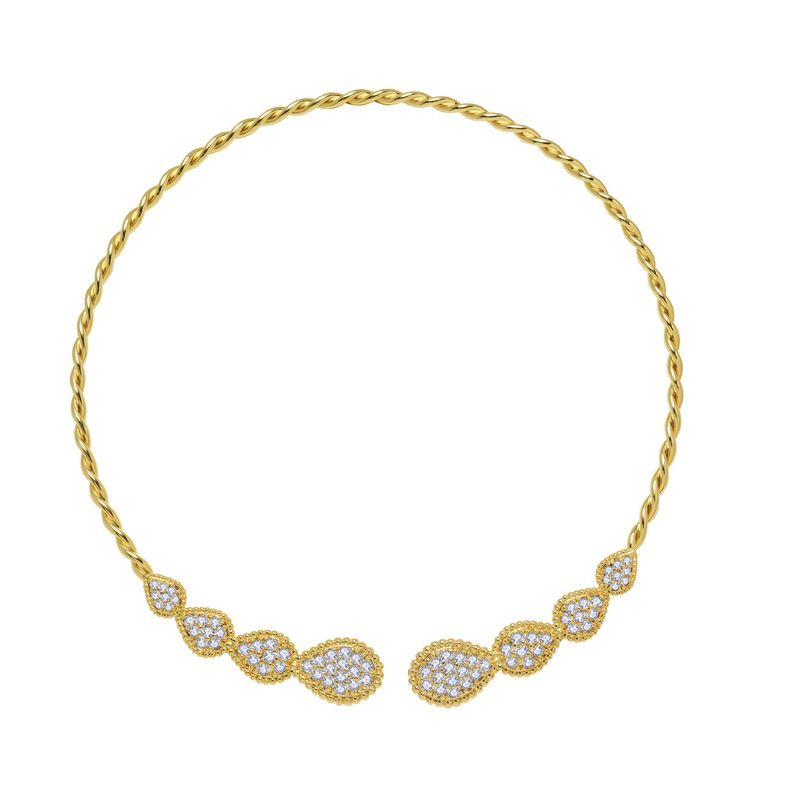 Damen Bijouset Moud Halskette mat Perlen an Diamanten, tropfenfërmeg, modesch an kreativ Design voller Diamanten, héichwäerteg Halskette Set_voghion.com