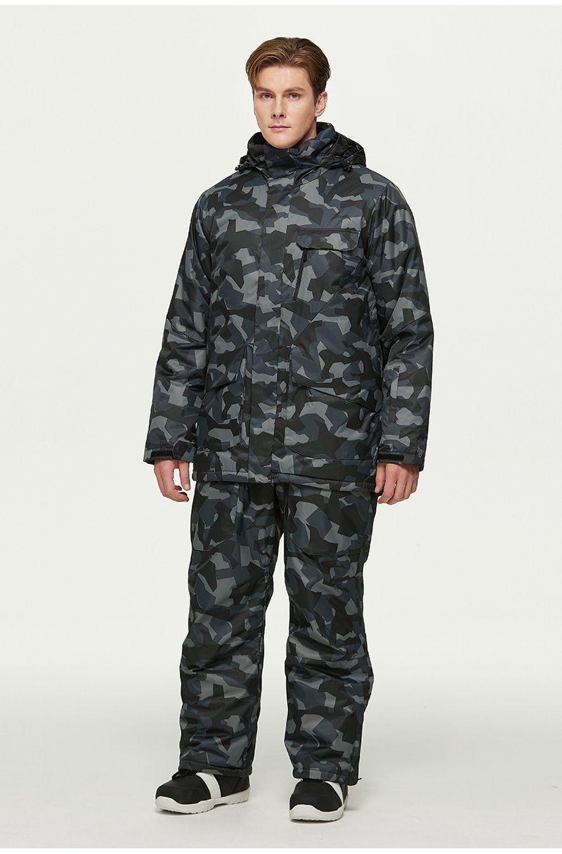Tuta da sci mimetica da snowboard con giacca e pantaloni caldi e spessi invernali da uomo, nuovo modello_voghion.com