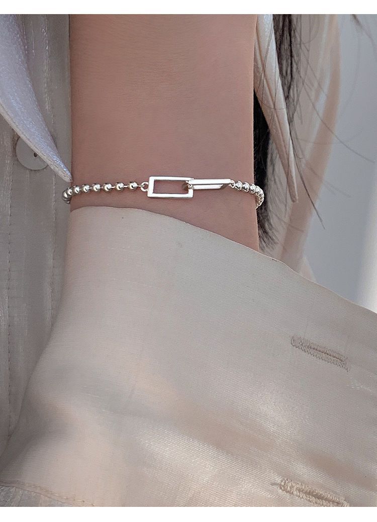 Geometric Square Round Bead Sterling Silver For Women 2022 New Ins Niche Design Best Friend Bracelet Simple Personality_voghion.com