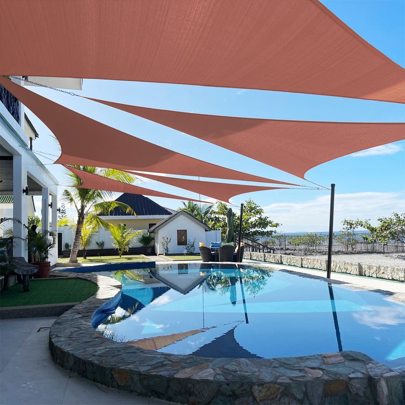 Artpuch Custom Size Rust Red Sun Shade Sail Triangle Canopy 185 GSM Durable Fabric UV Block Awning for Outdoor Patio Garden Backyard (Customized Avail_voghion.com