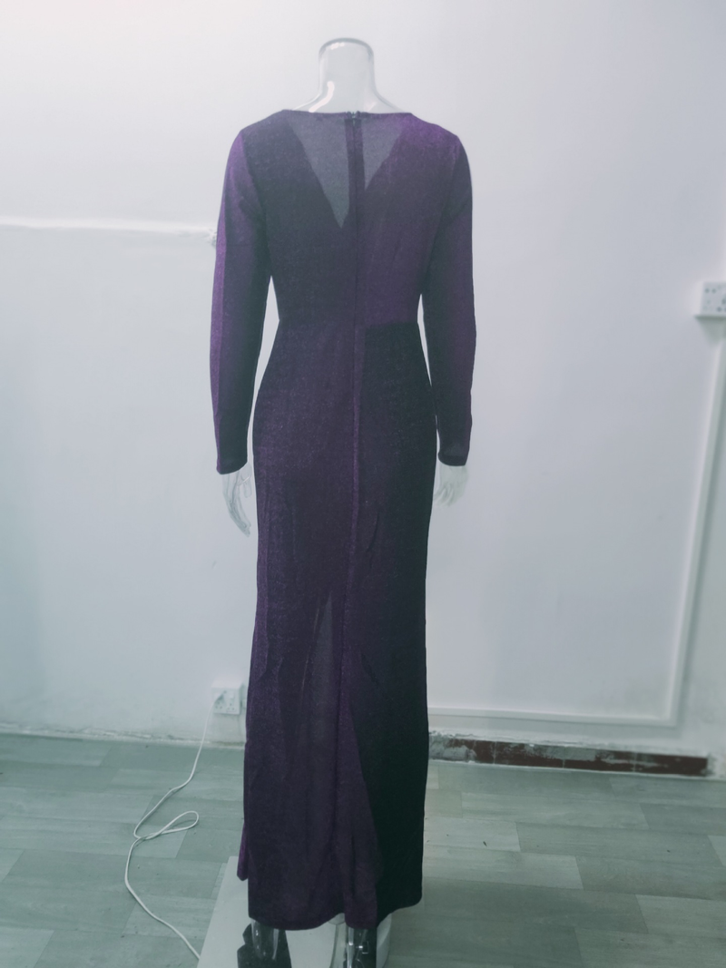 Saia longa feminina vestido de noite profundo decote em v vestido brilhante vestido sexy para jantar_voghion.com