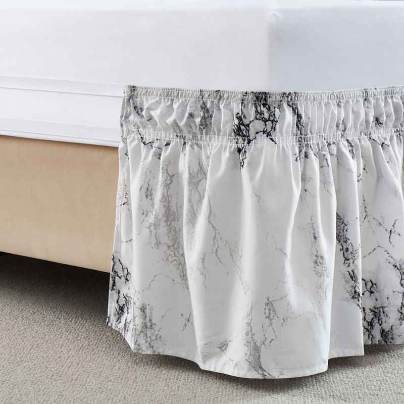 Gonna da letto con motivo geometrico e orlo elastico - Copriletto moderno con volant, adatto a materassi da 20 a 45 cm di profondità_voghion.com