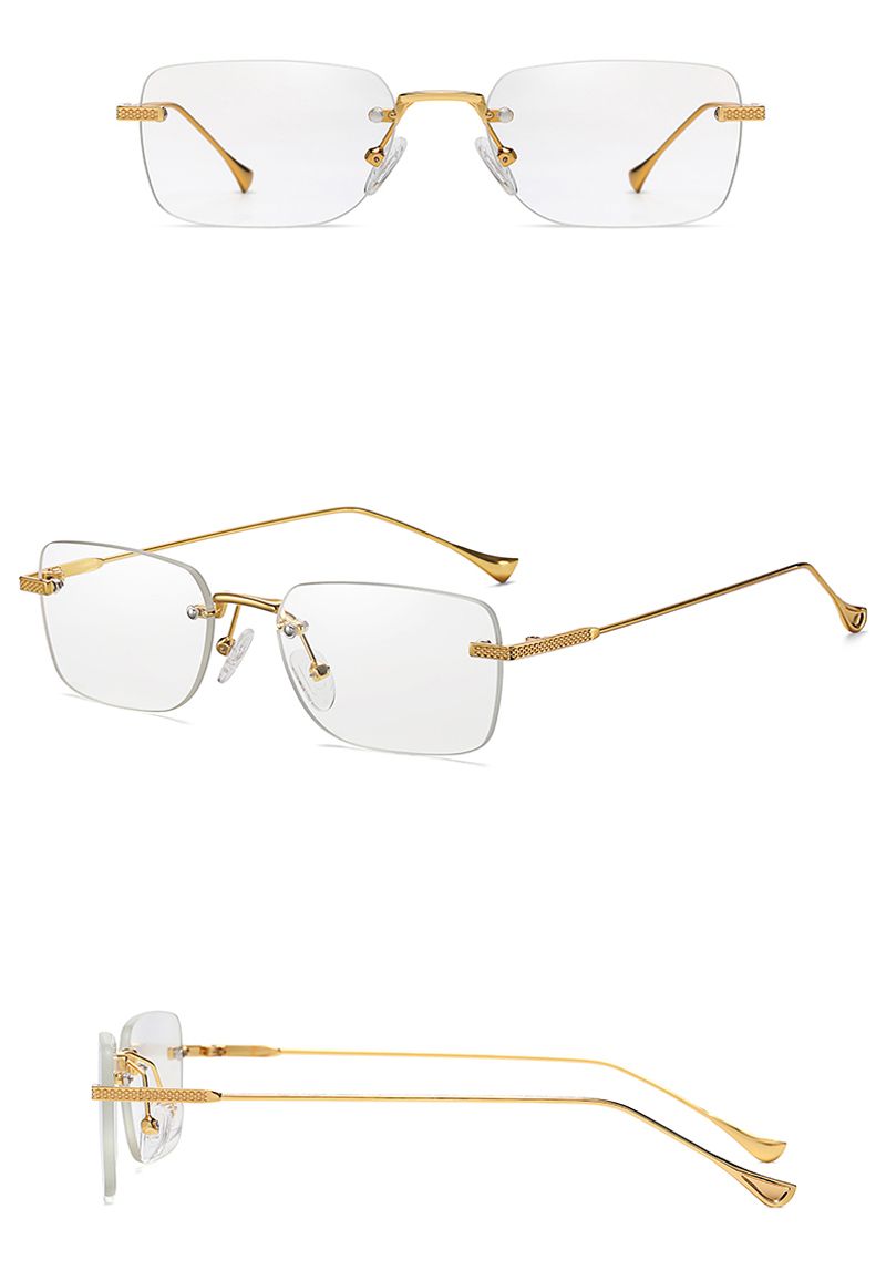Mode Kachawoo männer platz sonnenbrille randlose gradienten kleine rahmen gold metall frau brillen zubehör rechteckigen braun_voghion.com